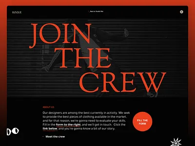 UI Exercise - Join the Crew [Rogue Studio Store] concept design figma roguestudio roguestudiostore ui uidesign userinterface userinterfacedesign