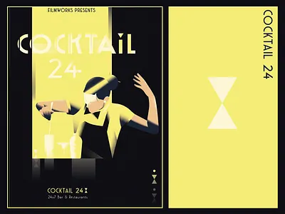 COCKTAIL 24 BRANDING adobe illustrator art deco artdeco brand identity brand identity design branding cocktail cocktail 24 concept illustration illustration art logo logo concept logo design poster posterdesign vector yellow