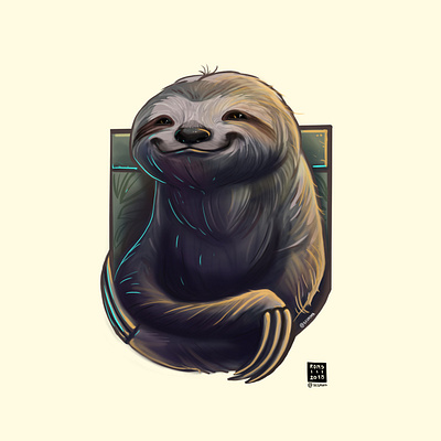 Pereza character design digital art illustration krita painting segrons sloth