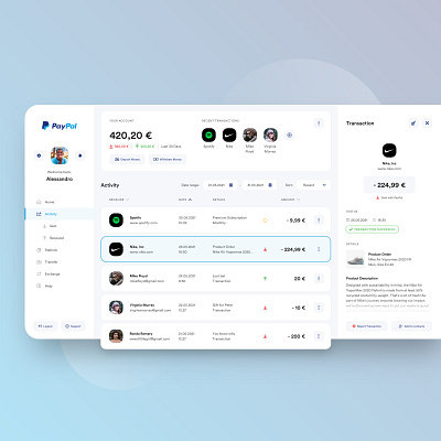 // PAYPAL ACTIVITY FEED// UI Redesign concept digital interface paypal product design software ui user experience user interface ux web