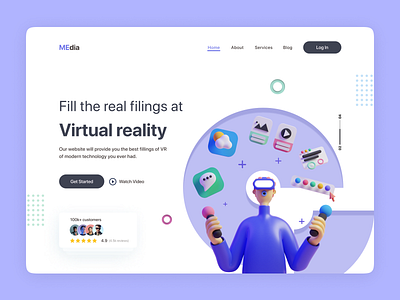 Header Exploration - Virtual reality Web Ui. 3d animation branding design graphic design heroarea illustration logo minimal modern motion graphics ui ux vector vr web ui