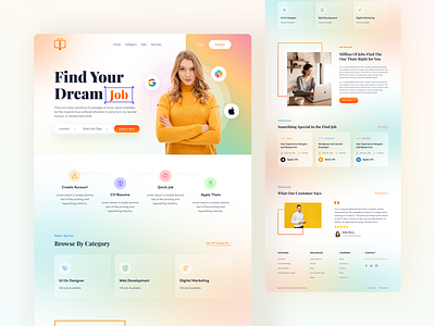 Job Search Platform Landing Page Exploration agency branding design find job graphic design hire illustration job job search logo ui ux web template website