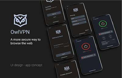 OwlVPN - VPN app concept | UI design concept dailyui design figma login ui uiux user experience userinterface ux