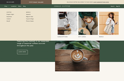 Navigation — Shopify Theme Design cafe website coffee design ecommerce identity layout logo mega menu shopify shopify theme template design theme design typography ui ux web design website design