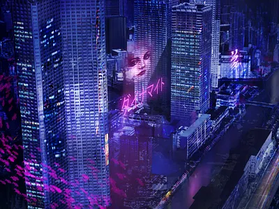 Tokyo 2042 atmosphere cyberpunk digital painting environment future scifi