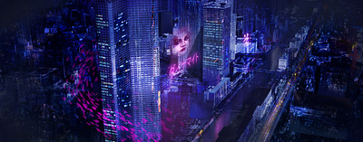 Tokyo 2042 atmosphere cyberpunk digital painting environment future scifi