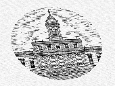City Hall Illustration alcohol architecture beer beer branding beverage beverage packaging brew brewery building city city hall design illustration landmark logo monument pompano scratchboard vintage wine