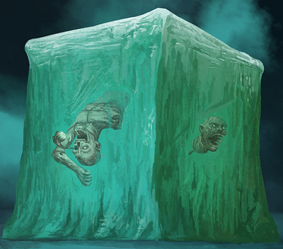 Gelatinous cube characterdesign cube digital painting digitalart gelatinousdube illustration