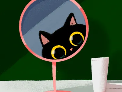peeking black cat blackcat cat character cute digitaldrawing doodle drawing illustration procreate