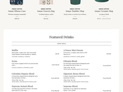 Foodie Shopify Theme cafe website coffee ecommerce homepage identity landing page logo shopify theme template design theme design typography ui user experience user interface ux visual design website design