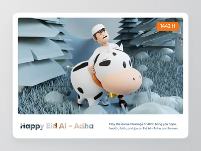 Eid Al-Adha Mubarak 3D Illustration 3d 3d art 3d character 3d design 3d illustration 3d modeling art character design eid eid al adha eid mubarak illustration muslim render scene