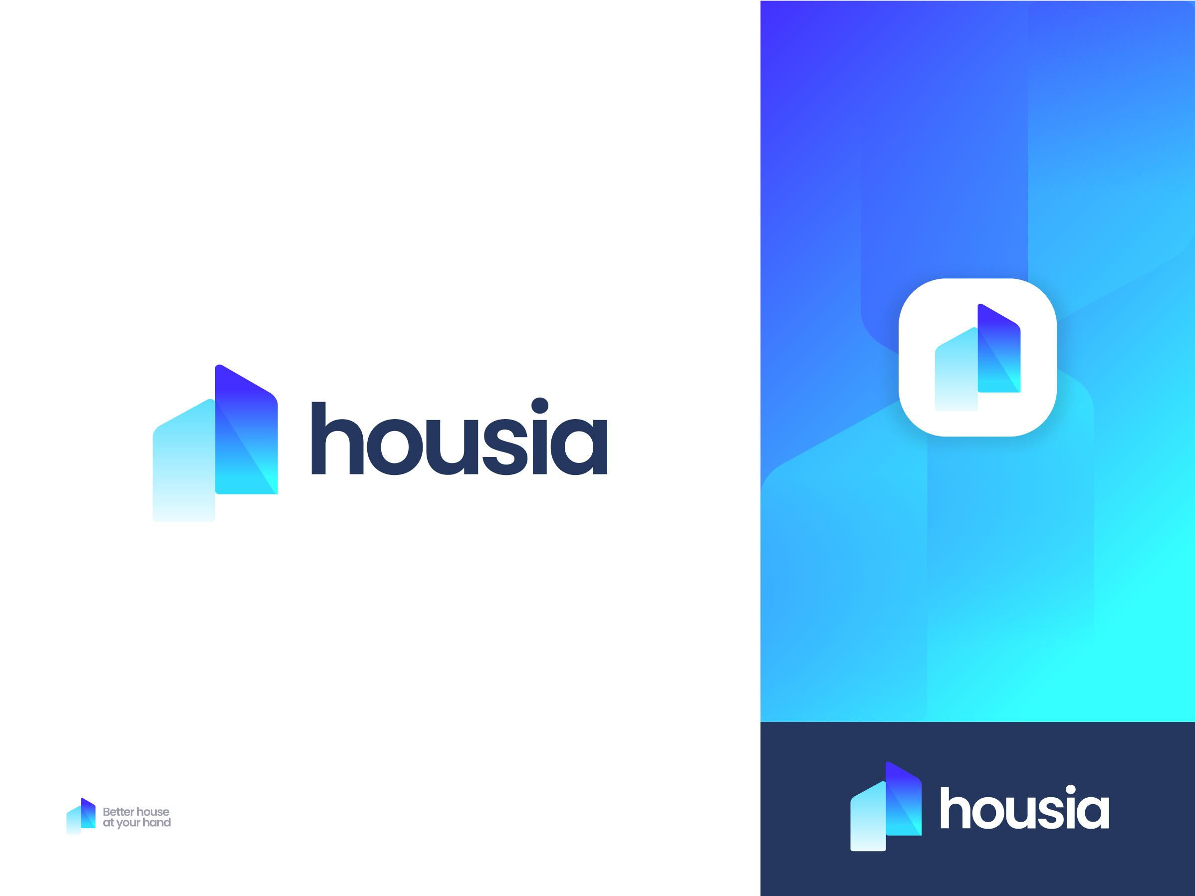 Real estate Branding - house logo - home for sale - housia abstract mark ahmed rumon app icon branding building creative design agency design design identity gradient home for sale house logo logo design modern home logo modern logo property real estate real estate branding rumzzline vector