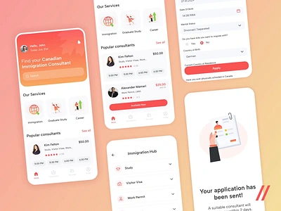 Immigration App android mobile animation app app interaction canada consultant dashboard design flow immigration interaction interface ios mobile questionnaire relocation support ui uiux ux