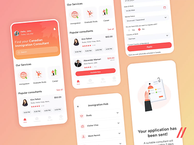 Immigration App android mobile animation app app interaction canada consultant dashboard design flow immigration interaction interface ios mobile questionnaire relocation support ui uiux ux