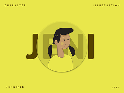 Flat Character Illustration - JENI 3d art character design digitalart dribbble face figma flat glassmorphism graphic design illustration label minimal sketch sticker vector yellow