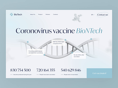 Coronavirus vaccination landing page website animation clean clinic coronovirus covid dental doctor health hospital landingpage medecine medic medical care medicine pandemic patient test treatment ui vaccine