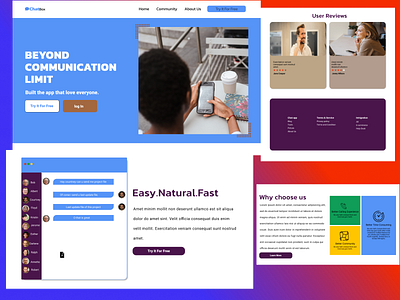 Landing page Chat app design typography ui ui card ux