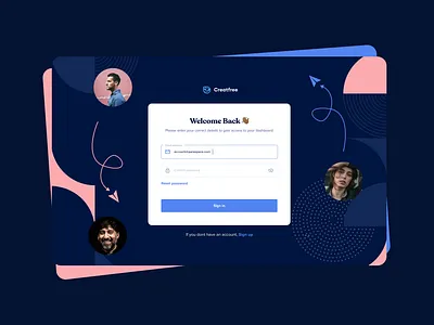 Creatfree Login community creative dark mode dashbooard login marrketplace