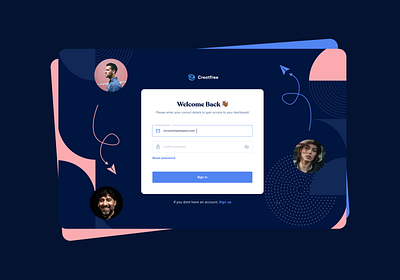 Creatfree Login community creative dark mode dashbooard login marrketplace