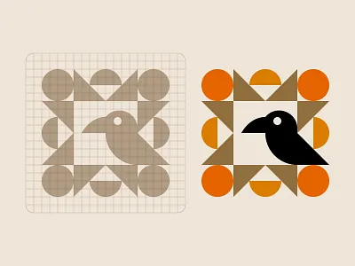 August crow barn bird carhartt citrus corvus crow fruit geometry grid icon illustration leaf logo nature orange poe quilt raven symbol tree