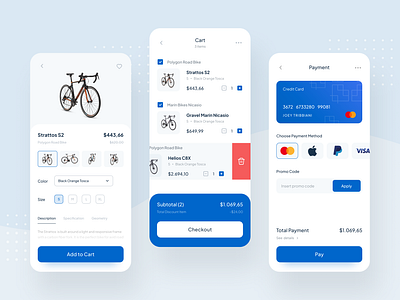 Bike Online Store & Rental Exploration app design bicycle bike app bike rental bike store clean design ecommerce interaction marketplace minimal mobile online store product page shop store travel app ui design ux