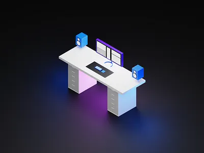 Desk Setup 3d 3d design 3d illustration 3d model design desk setup illustration logo minimal minimal desk setup minimal ui ui ui design ui illustration