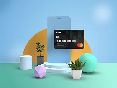 3D illustration 3d adobe dimensions credit card ill illustration mobile app mobile application ui ui design