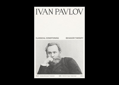 Psychologists of 20th c. flyer ivan pavlov poster print psychologists typography