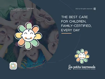 Child Care Logo baby brand brand identity branding flower logo icon identity logo logo mark logos logotype mark modern logo monogram sunflower vector