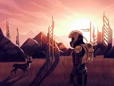 Midsummer mood 2d illustration artwork austronaut character dear design illustration logo minimalism orange space studio the glyph theglyph studio ui