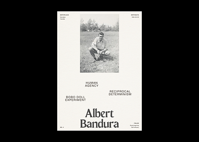 Psychologists of 20th c. albert bandura flyer poster print psychology typography