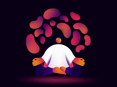 Meditation animation calmness character design gradient gradient animation headspace illustraion meditate meditation mental health mindfullness relax self care texture thoughts vector illustration yoga yoga pose