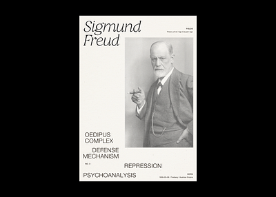 Psychologists of 20th c. flyer freud poster print psychology typography