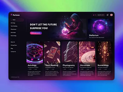 Fortuna - AI Fortune Teller astrology fortune horoscope midjourney motion graphics numerology physiognomy tarot website website template