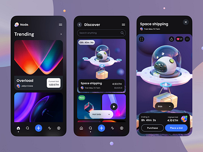 Node – Crypto NFT iOS UI Kit 3d 3d illustration animation c4d clean crypto exchange ios ios app minimal mobile mobile app nft render ui ui design ux ux design wallet web design