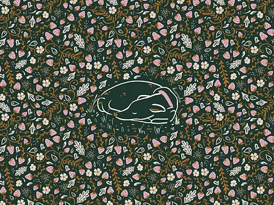 Gini's nap adopt animal design dog field flowers greyhound illustration nap nature pet strawberry