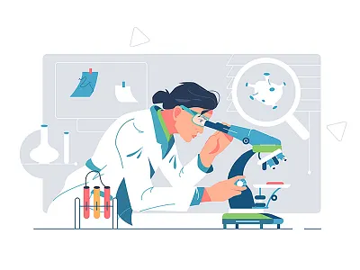 Scientific research background branding cartoon character design graphic design illustration logo person science ui vector