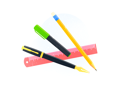 Stationery items 2d art branding creation design drawing dribbble flat graphic design illustration items marker office pan pancil retro ruler texture vector vintage