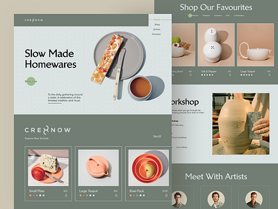 Ceramics Product Web Site Design: Landing Page / Home Page UI. ceramics colour cook cooking e commerece kitchen landing page minimal orix premium product sajon startup trending typography ux ui design visual designer web web header web landing