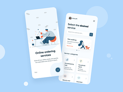 On Demand Service App animals app branding colors commerce design graphic design home illustration interface mobile app ordering services service service on demand soft ui ux white work