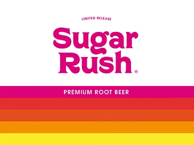 Sugar Rush Root Beer 1970s art direction branding label logo packaging retro soda vintage