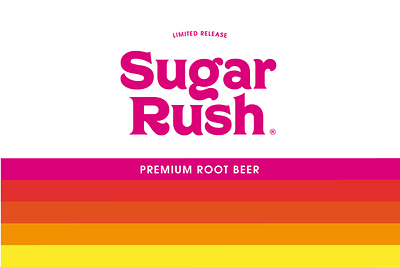 Sugar Rush Root Beer 1970s art direction branding label logo packaging retro soda vintage