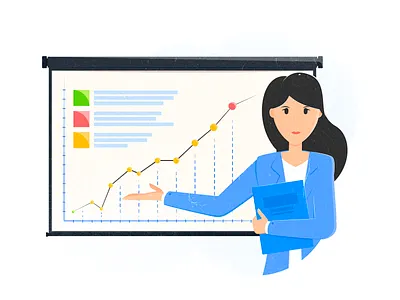 Business woman presentation art biz branding business design drawing dribbble flat graphic design illustration presentation rating retro site style textures vector vintage website woman