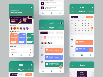 Famy - Family App calendar case study daily life event event app family family app message party schedule task app uiux