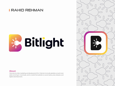 Bitlight - Marketing Company Logo. b bulb loho creative logo design electricty logo energy icon imagination invention lamp light bulb lightbulb logo logotype marketing logo modern logo monogram power shine symbol thinking logo