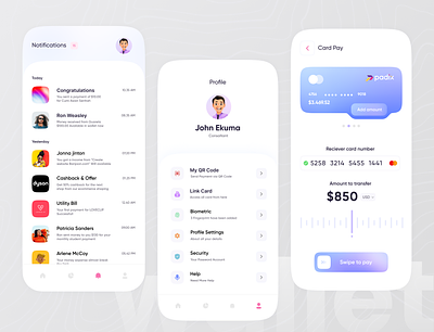 Padix - Financial Wallet Mobile App app design banking clean color fintech graphic design interface mobile app ui ux wallet