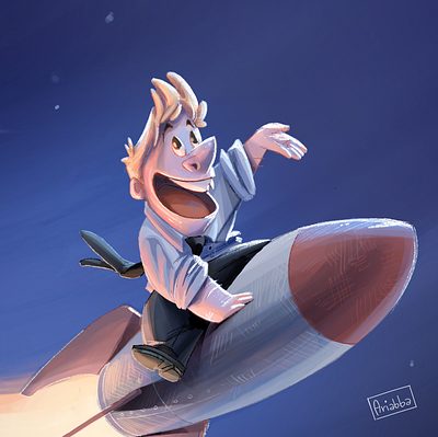 To the moon character character design draw drawing employee illustration officeguy rocket tothemoon