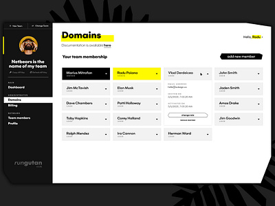 Rungutan • 360° API Performance Testing SaaS platform app black rungutan saas testing ui ux web yellow