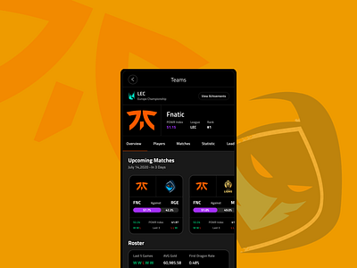 LEC - Europe Championship action app appdesign design evilgeniuses figma league leagueoflegends lec legends logo lol ui