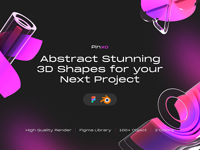 🔥PINXO 3D Abstract Shapes🔥 3d 3d abstract 3d object 3d shapes gradient illustrations isometric landing page producthunt shapes